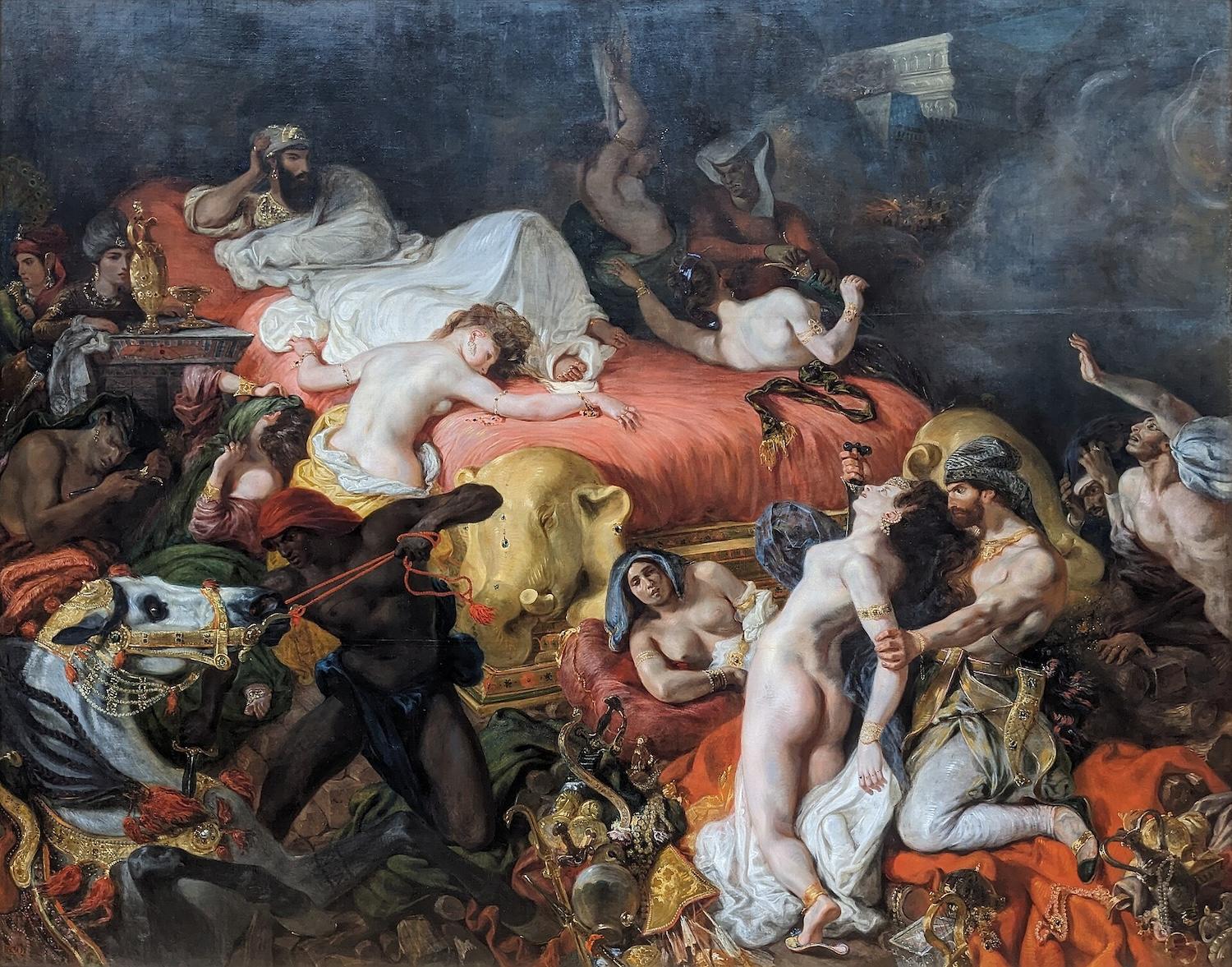 Représentation du tableau "Mort de Sardanapale" de Delacroix.