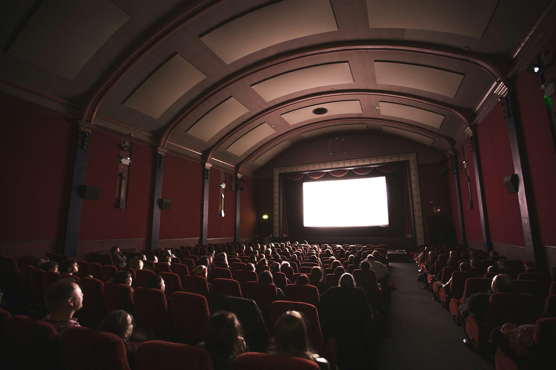 People in a cinema watching a film.