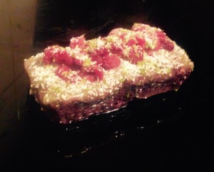 Coconut Lime Black Rice Cake with Raspberries recipe