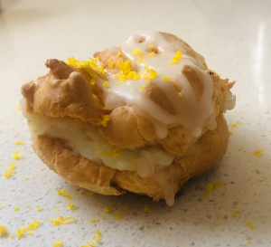 Saffron cardamom orange and almond profiteroles