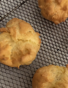 Saffron cardamom orange and almond profiteroles