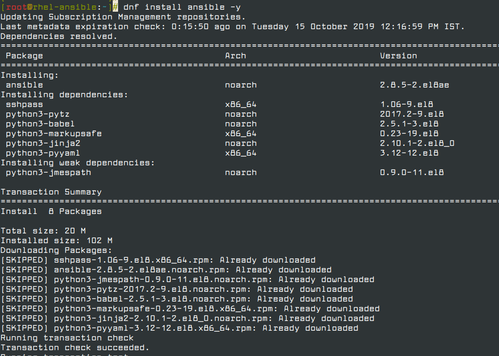 Install Ansible in RHEL 8