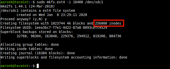 Create EXT Filesystem with Smaller Inode Ratio