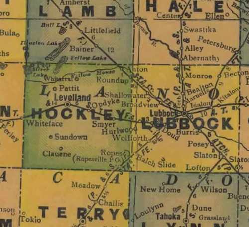 1940s Hockley County Texas map