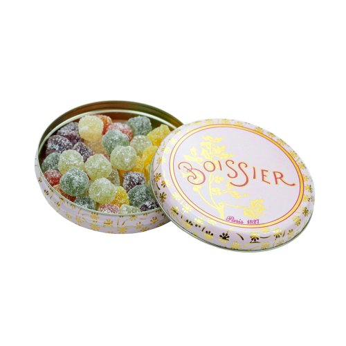 Boissier Pink Tin Parisian Pate De Fruit Candies logo