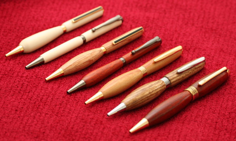 turned wood pens