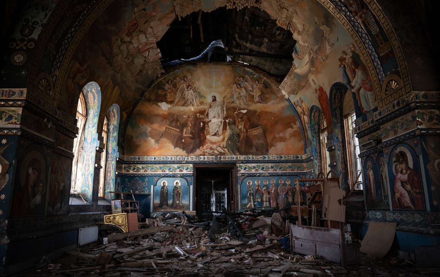 This image has an empty alt attribute; its file name is church.jpg A view of destroyed church in the Pokrovsk region, which has become a frontline area following a rocket strike of Russian forces in the Pokrovsk, Ukraine, on September 6, 2024.