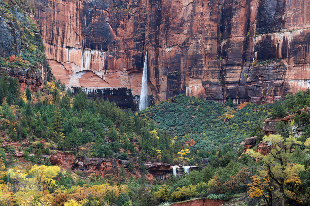 Fall, Snow, and Waterfalls in Zion National Park