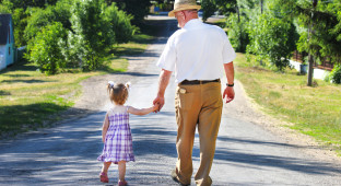 Grandfather and granddaughter