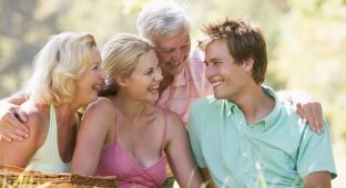 Parents family  adult children on picnic