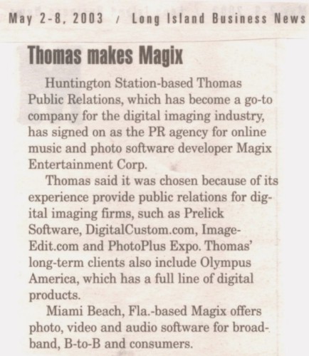 "Thomas makes Magix" in Long Island Business News