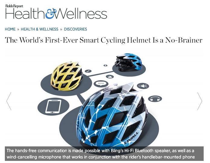 The Robb Report on LIVALL “The World’s First-Ever Smart Cycling Helmet is a No-Brainer” by Viju Mathew, The Robb Report