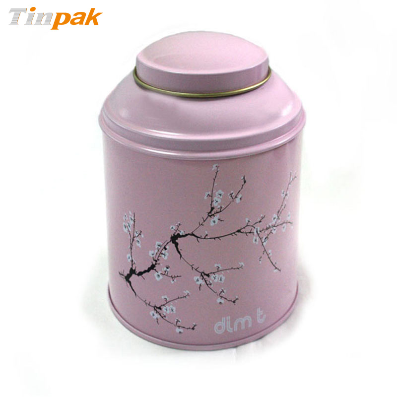 Custom printed round stackable metal tea caddy