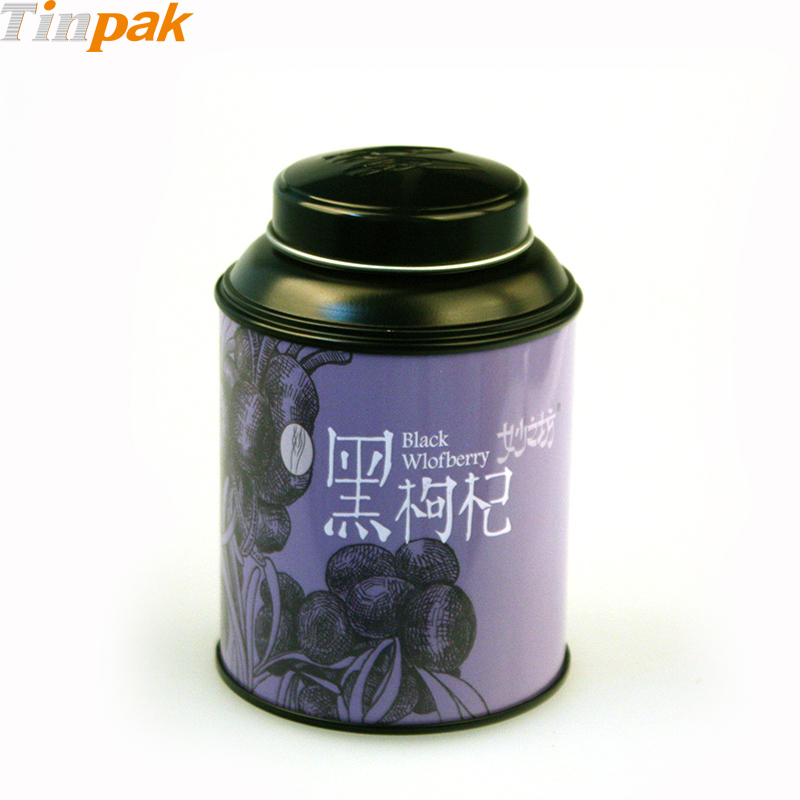 Decorative round tea metal box with lids