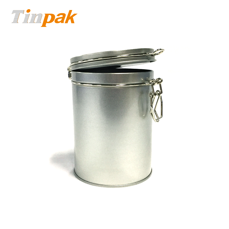 High Level Airtight Round Coffee Clip Lid Tin