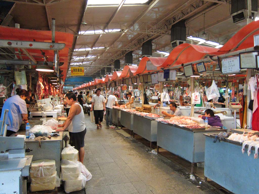 fotografia, materiale, libero il panorama, dipinga, fotografia di scorta,Un mercato di orlo orientale, negozio, mercato, più molto mascolino negozio, Carne di maiale