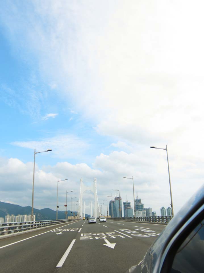 fotografia, materiale, libero il panorama, dipinga, fotografia di scorta,Pusan Guangan il villaggio, strada pubblica, ponte, strada, costruendo