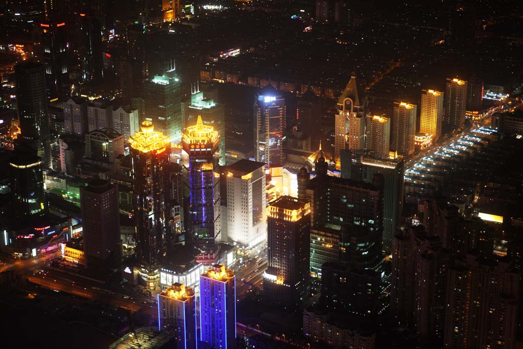 foto,tela,gratis,paisaje,fotografía,idea,Una vista de noche de Shangai, Vista excelente, Lo enciendo, Edificio, Rascacielos