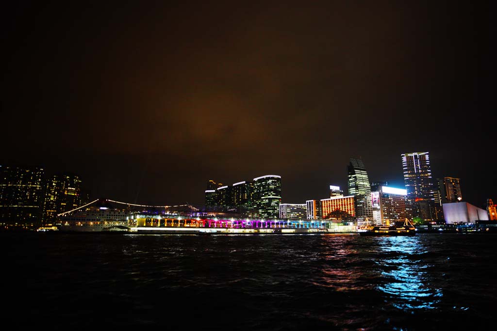 foto,tela,gratis,paisaje,fotografía,idea,La vista de noche de Hong Kong, Rascacielos, Edificio, Neón, Vista de noche