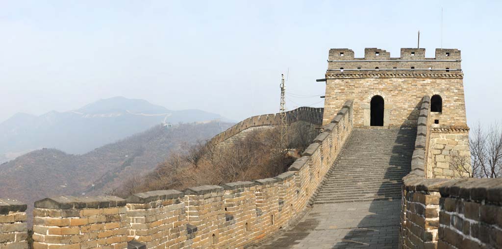 Foto, materieel, vrij, landschap, schilderstuk, bevoorraden foto,Mu Tian Yu Great Wall, Kasteel muur, Uitkijk op een kasteel, De Hsiung-nu, 