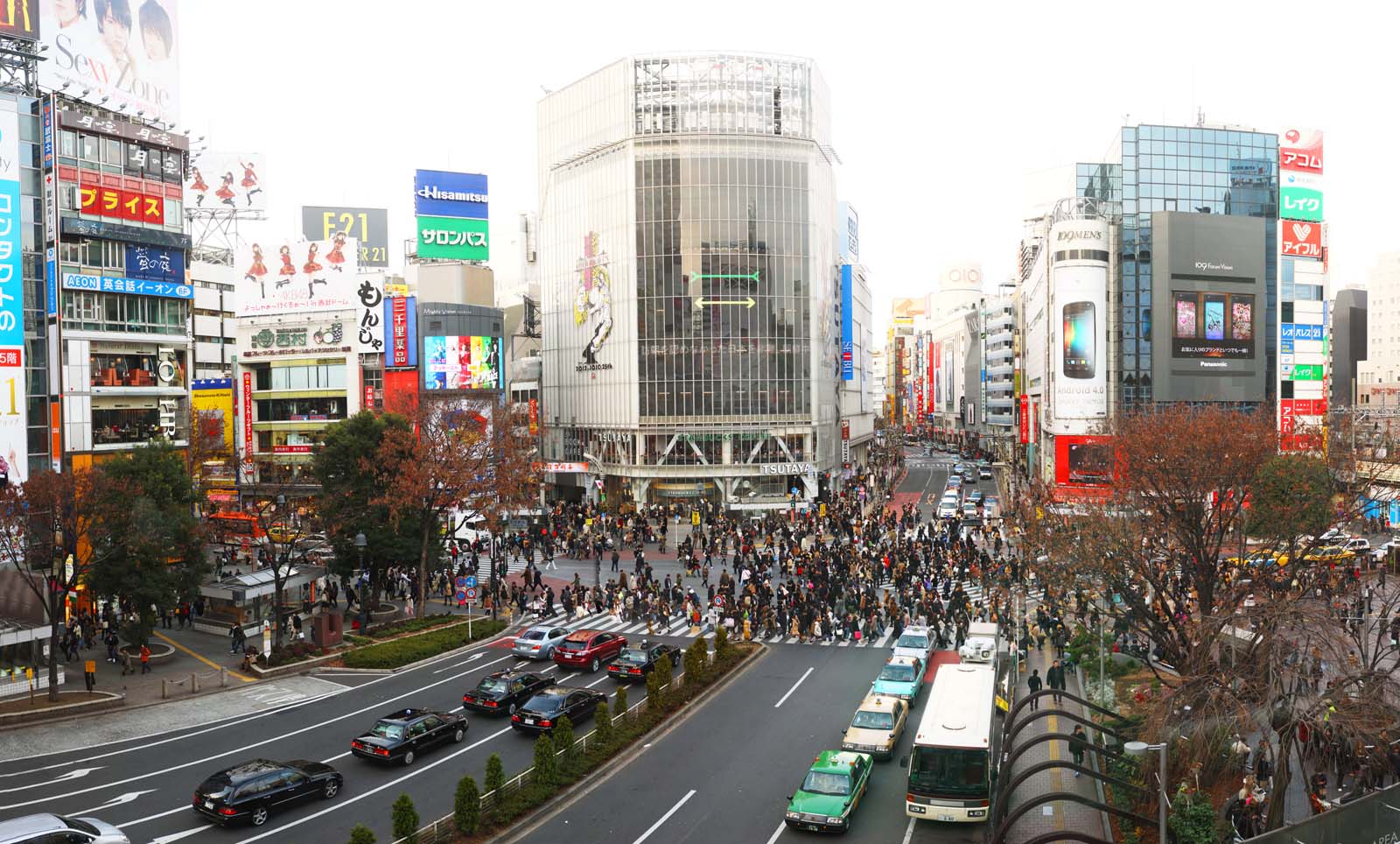 foto,tela,gratis,paisaje,fotografía,idea,Shibuya intersección libre, Multitud, Paseante, Autobús, Letrero