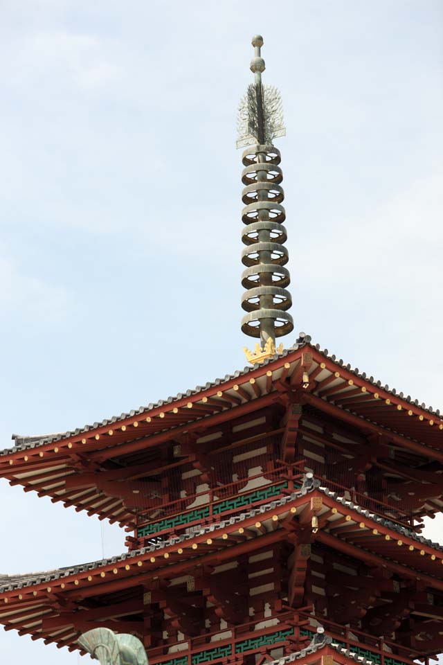 photo, la matière, libre, aménage, décrivez, photo de la réserve,Temple Shitennoji pagode à cinq étages, , , , 