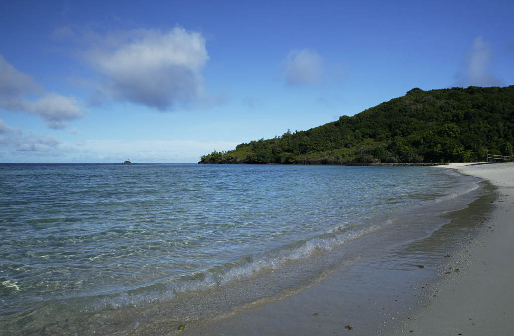 fotografia, materiale, libero il panorama, dipinga, fotografia di scorta,Un'onda quieta di una prima mattina, onda, spiaggia sabbiosa, cielo blu, Di mattina