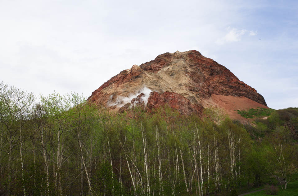 Foto, materieel, vrij, landschap, schilderstuk, bevoorraden foto,Mt. Showa Onderbeen-zan, Mt. Showshin-zan, Plotselinge huiduitslag, Actieve vulkaan, Bave wiegelen