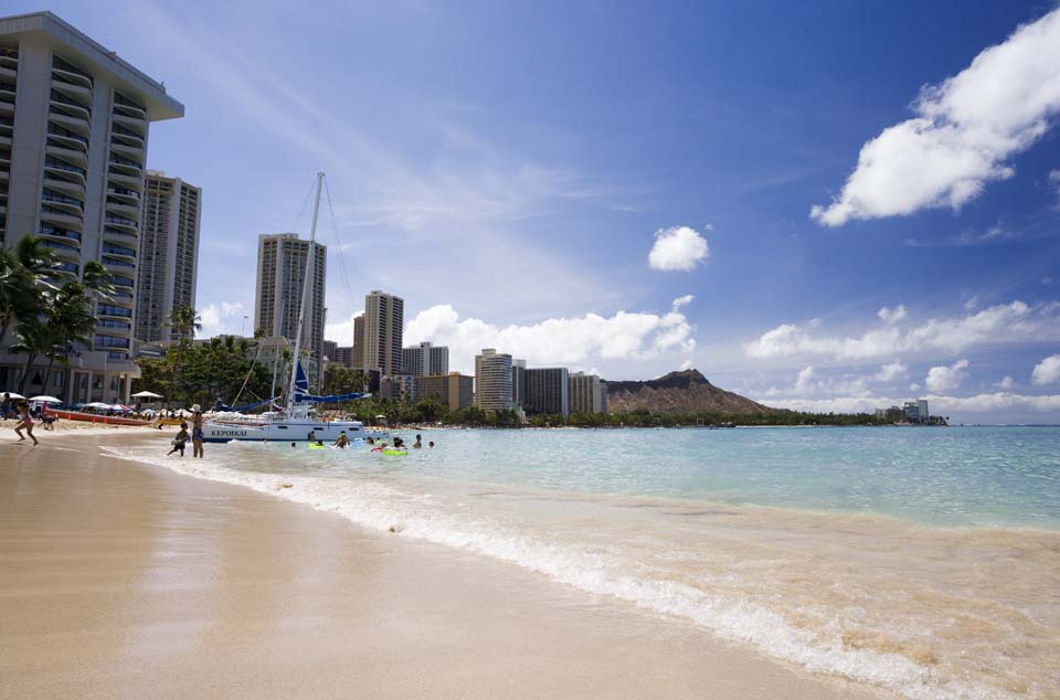 photo, la matière, libre, aménage, décrivez, photo de la réserve,Waikiki échouent, plage sablonneuse, plage, vague, ciel bleu