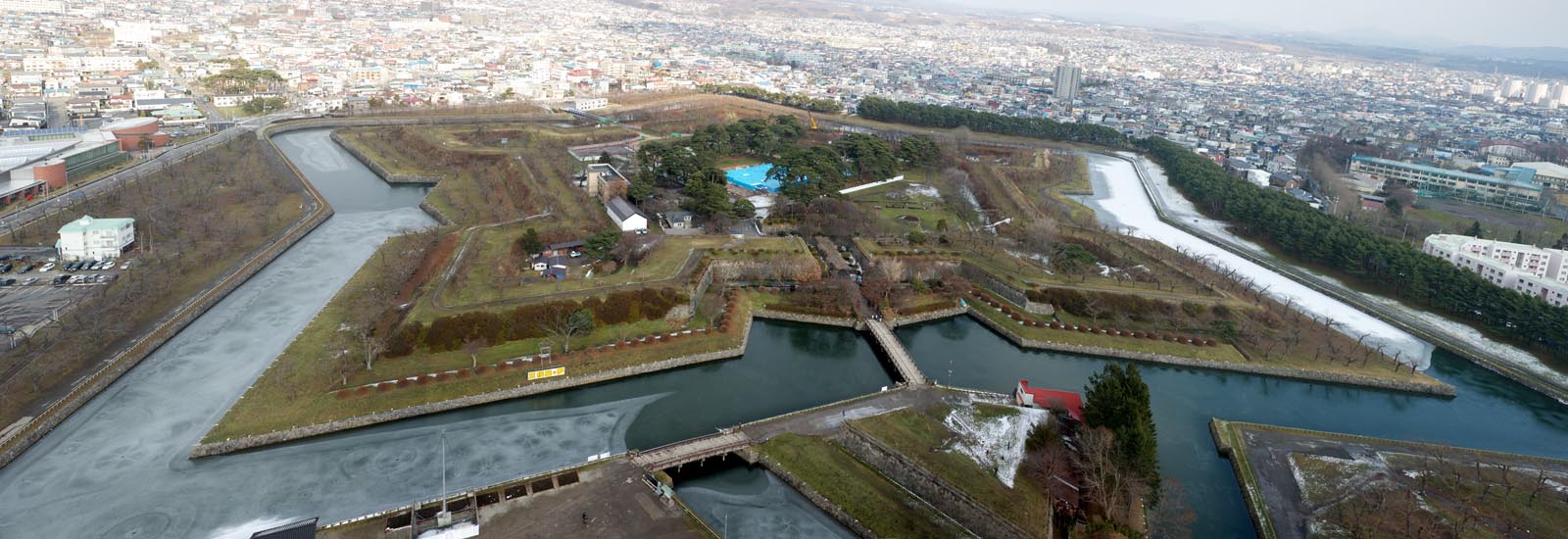 photo,material,free,landscape,picture,stock photo,Creative Commons,Goryokaku Fort whole view, moat, castle, The late Tokugawa period, The history