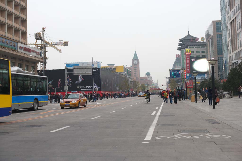 photo, la matière, libre, aménage, décrivez, photo de la réserve,Wangfujing Street, Taxi, Chinois, Circulation, Chemin du vélo