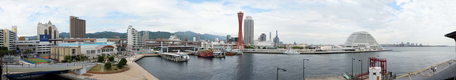 foto,tela,gratis,paisaje,fotografía,idea,Movimiento amplio de puerto de Kobe del ojo, Puerto, Barco de recreo, Comercio, Atracción turística