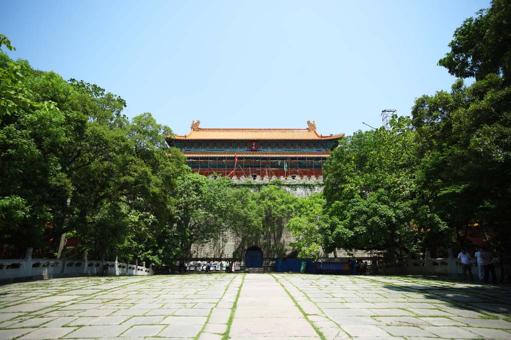 Foto, materiell, befreit, Landschaft, Bild, hat Foto auf Lager,Zünden Sie Ming Xiaoling-Mausoleum Burgturm an, Morgen früh, steinigen Sie Pfeiler, Der erste Kaiser, Welterbe