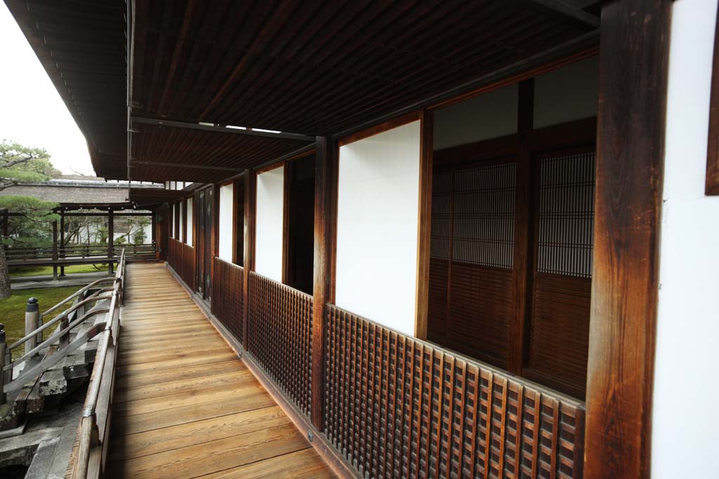 foto,tela,gratis,paisaje,fotografía,idea,Temple Shin - madriguera de Ninna - ji, Shoji, Edificio de madera, Bajo los aleros, Corredor