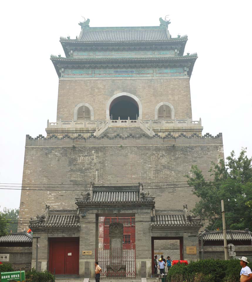 foto,tela,gratis,paisaje,fotografía,idea,Un campanario de Beijing, Campanario, Keijo, La señal de tiempo, Es construido de ladrillo