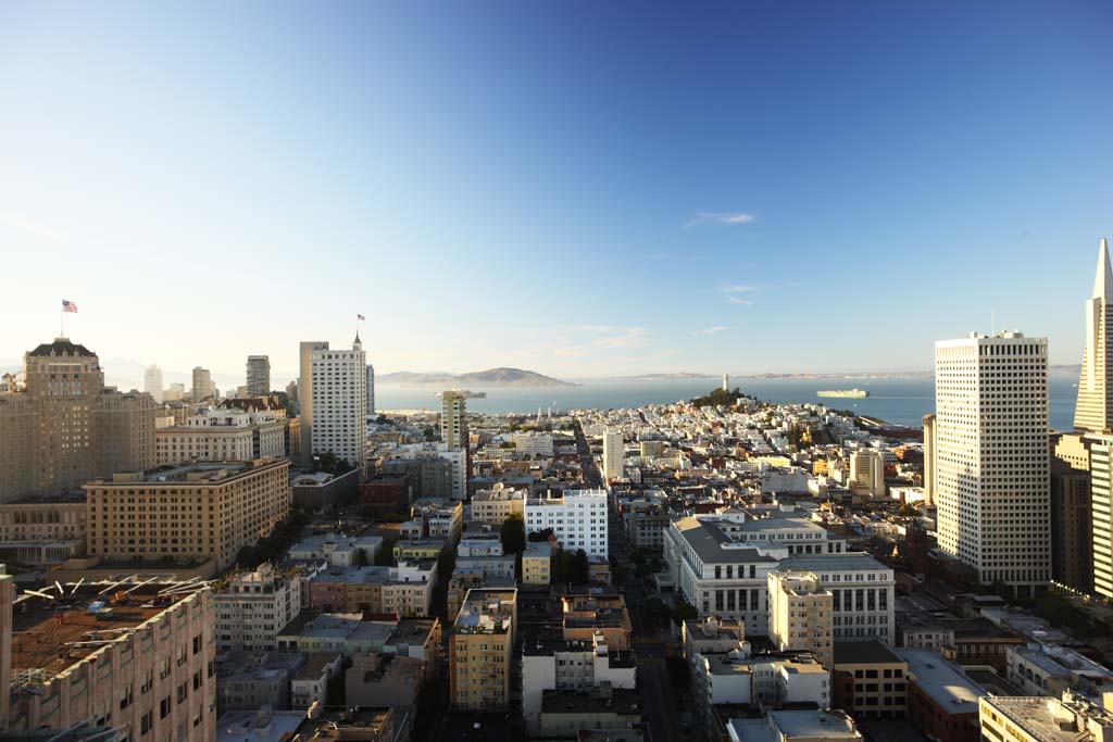 Foto, materiell, befreit, Landschaft, Bild, hat Foto auf Lager,Die Gebäudegruppe von San Francisco, Hochhaus, Im Stadtzentrum, Wohngebiet, Neigung