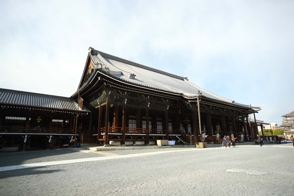 photo, la matière, libre, aménage, décrivez, photo de la réserve,West Honganji Amitabha couloir, Honganji, Chaitya, Amitabha, bâtiment en bois