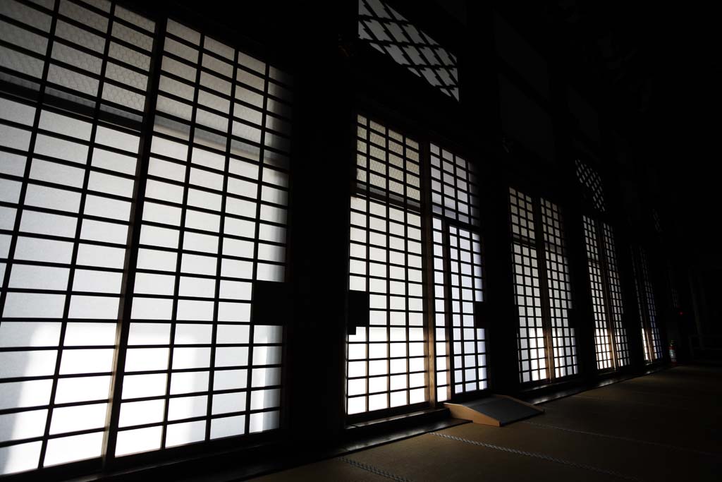 photo, la matière, libre, aménage, décrivez, photo de la réserve,Temple Honganji ouest dans lequel l'image du fondateur est installée dans, Honganji, Chaitya, shoji, Japonais fait une culture