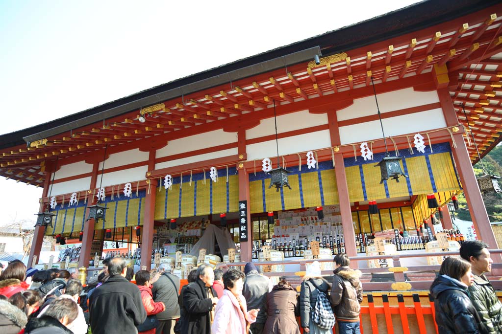 fotografia, material, livra, ajardine, imagine, proveja fotografia,Fushimi-Inari Taisha santuário, A visita de Ano novo para um santuário de Xintoísmo, A cerimônia de Ano novo, Inari, raposa