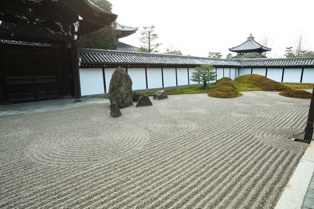 foto,tela,gratis,paisaje,fotografía,idea,Tofuku - ji templo chief sacerdote encabeza yarda del Hall para las ceremonias estatales, Chaitya, Roca, Puerta chino -style, Paisaje jardín de jardín japonés seco