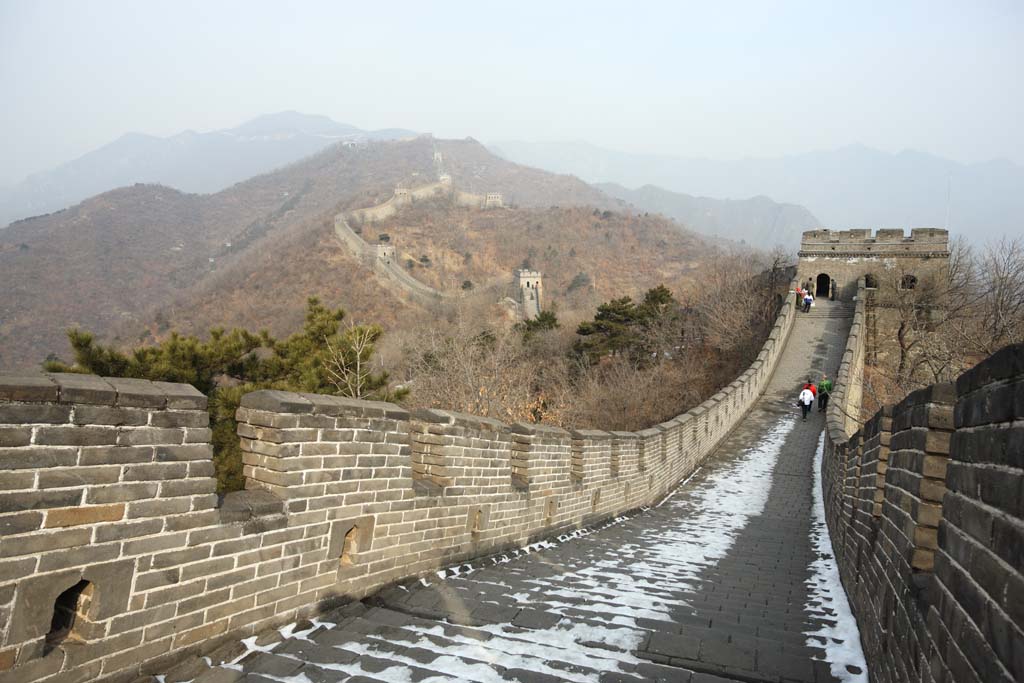 foto,tela,gratis,paisaje,fotografía,idea,Gran muralla de la China entero vista, Pared de castillo, Puesto de vigilancia en un castillo, El Hsiung - Nu, 