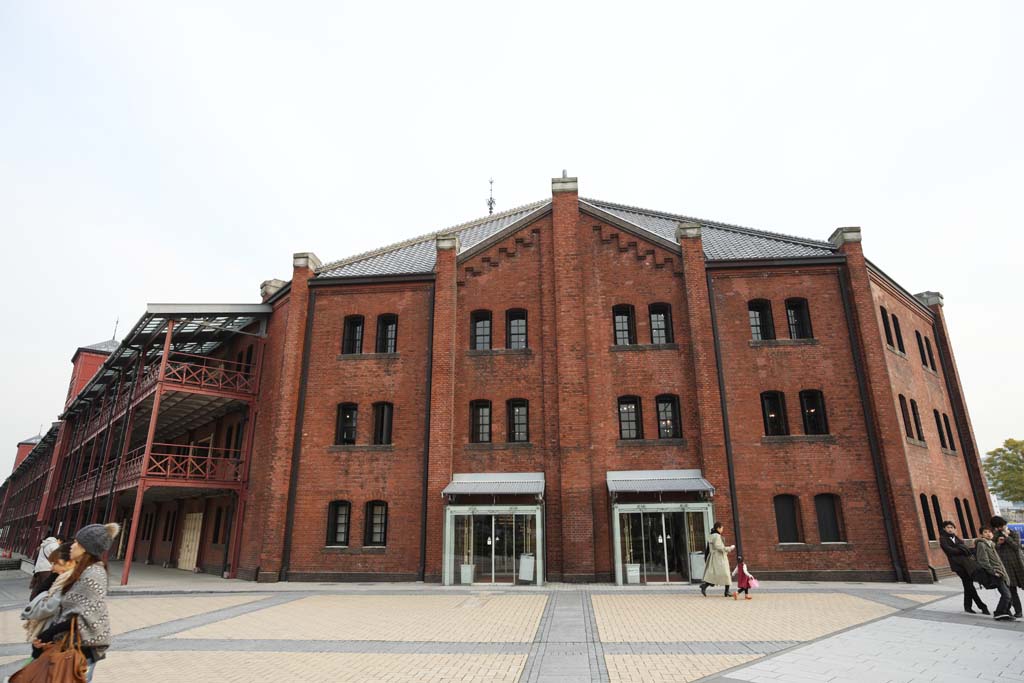 photo, la matière, libre, aménage, décrivez, photo de la réserve,Yokohama entrepôt de la brique rouge, murez l'entrepôt, visiter des sites pittoresques tache, Front de mer, héritage de l'industrie de la modernisation