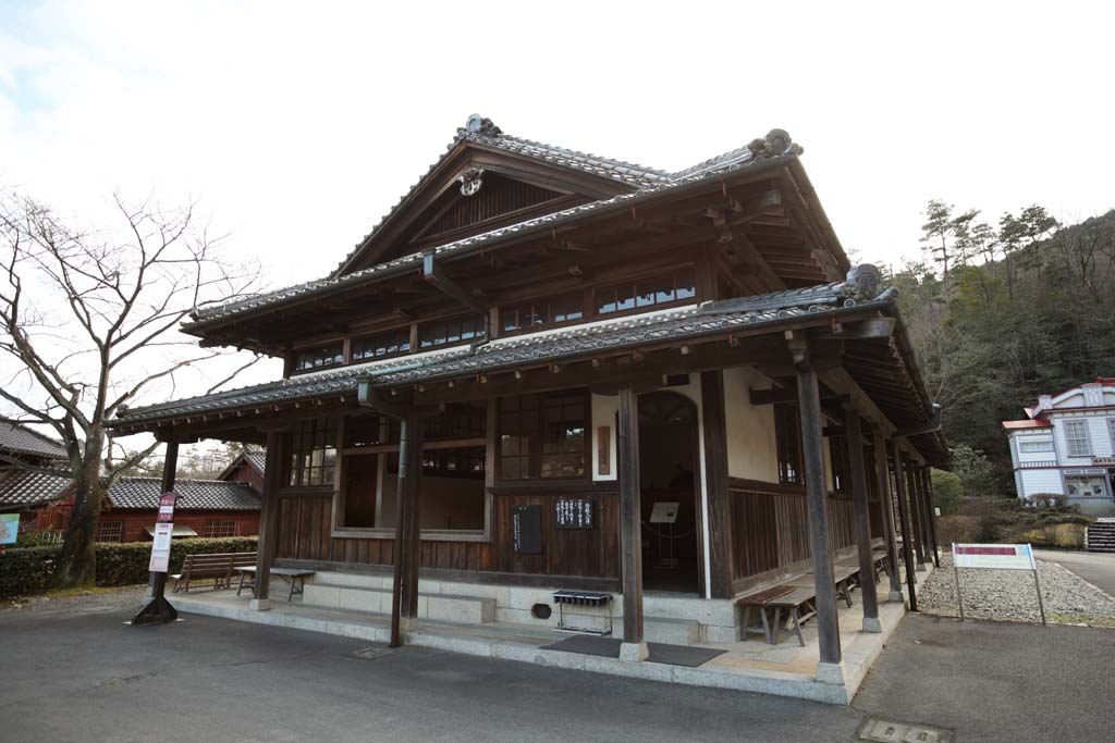 foto,tela,gratis,paisaje,fotografía,idea,Tribunal de Miyazu del museo de pueblo de Meiji - mura del tribunal de ley, Construcción del Meiji, La occidentalización, Edificio japonés -style, Herencia cultural