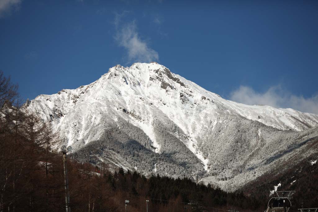 foto,tela,gratis,paisaje,fotografía,idea,Rojo monte. Yatsugatake, Los Alpes, Montañismo, Montaña de invierno, La nieve