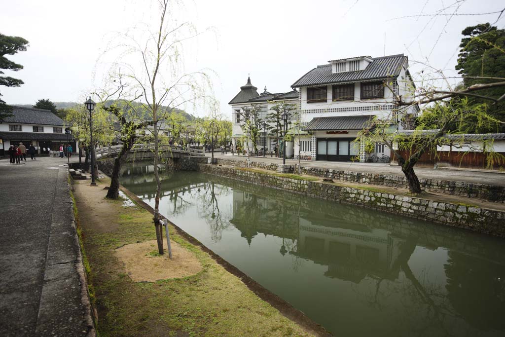 Foto, materiell, befreit, Landschaft, Bild, hat Foto auf Lager,Kurashiki Kurashiki-Fluss, Traditionelle Kultur, Traditionsarchitektur, Japanische Kultur, Die Geschichte