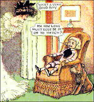 Guess what Buster is sitting on. From a 1903 Sunday page. Artist: Richard F. Outcault.