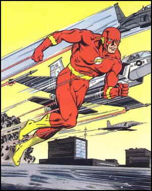 The Flash shows off his super speed. Artists:  Jackson Guice and Larry Mahlstedt.