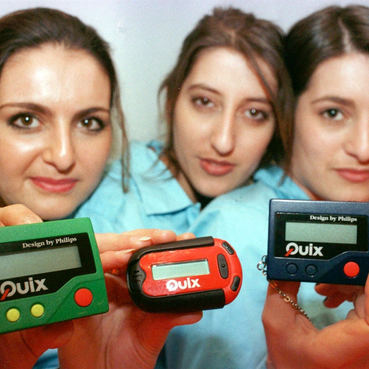 Three German women with pagers in 1997. Hezbollah had opted for pagers, that had become obsolete after cell phones arrived, to hoodwink surveillance by the Israeli intelligence. (Image: AP)