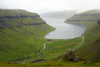 Streymoy island, Faroes: view over Kaldbaksfjørður fjord, Kaldbaksbotnur village and the coastal road - east coast of Streymoy - photo by A.Ferrari