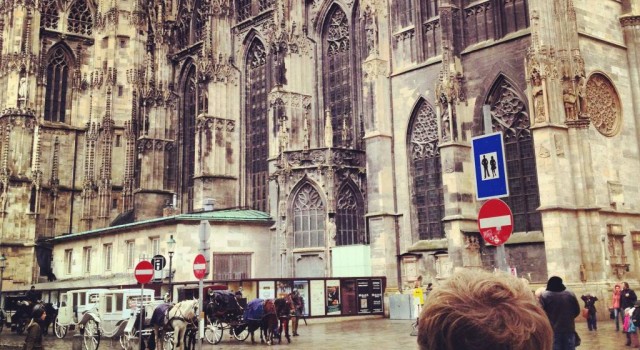 Me watching St Stephan's Cathedral at Stephansplatz,Vienna